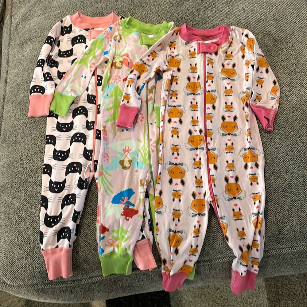 Three 9-18 month pajamas girls